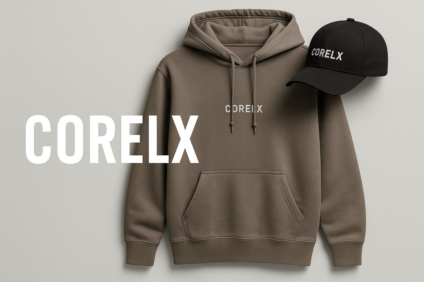 generate another banner for hoodie and hat for my brand name corelx 