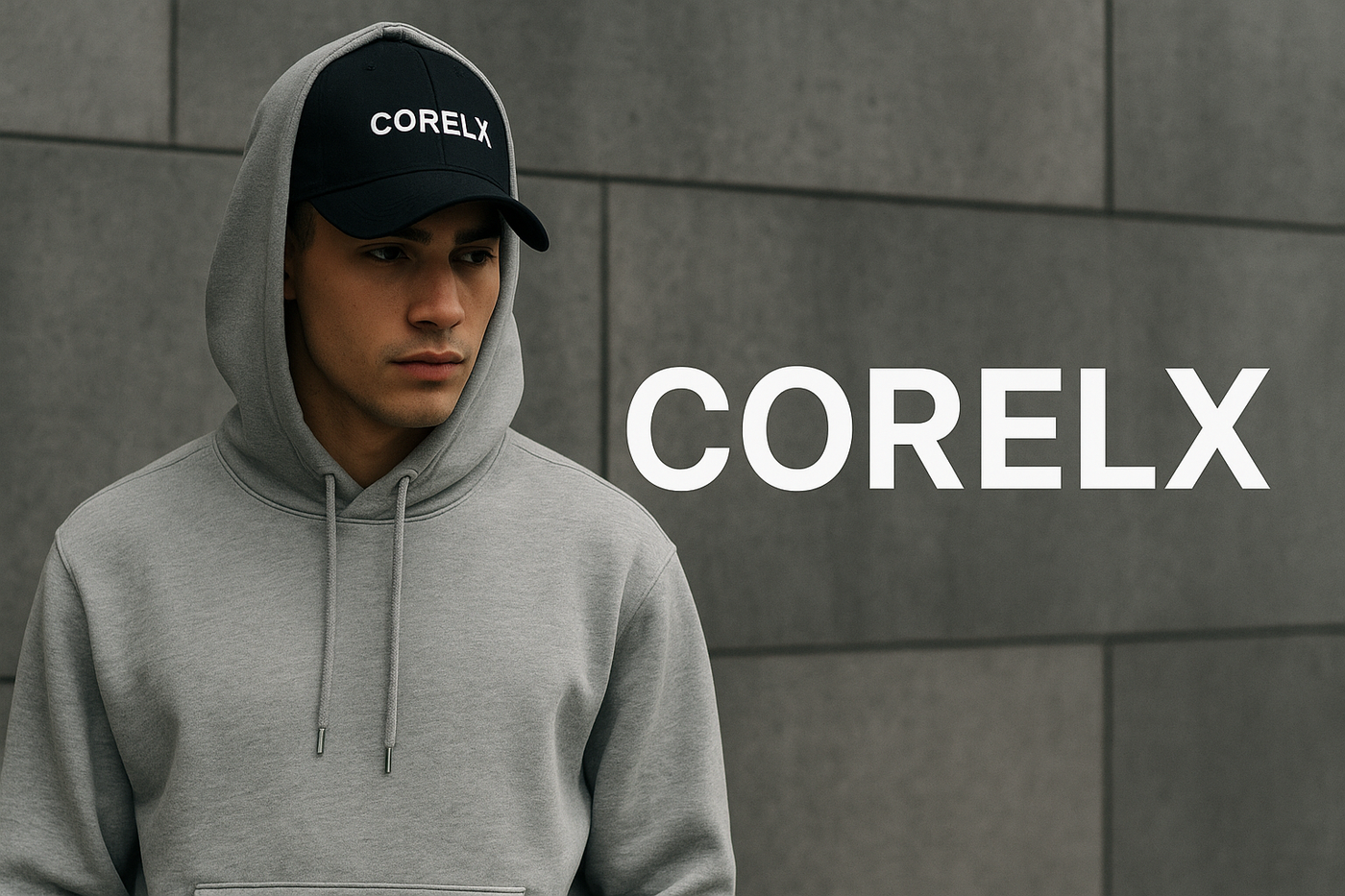 generate store banner for my hoodie and hat cap  name corelx